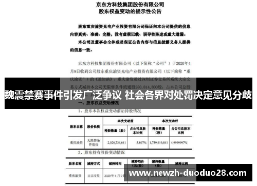 魏震禁赛事件引发广泛争议 社会各界对处罚决定意见分歧 魏震禁赛事件引发广泛争议 社会各界对处罚决定意见分歧